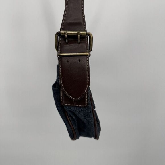 Nine West Vintage Y2k Denim Shoulder Bag Brown Faux Leather Purse 90s - Picture 8 of 11